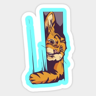 Cute Funny Cat Stuck in Door Opening - Animal Lover Sticker